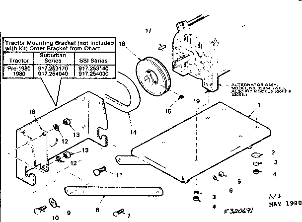 Tractor Mounting Kit Diagram and Parts List for 580320691  Craftsman Engine