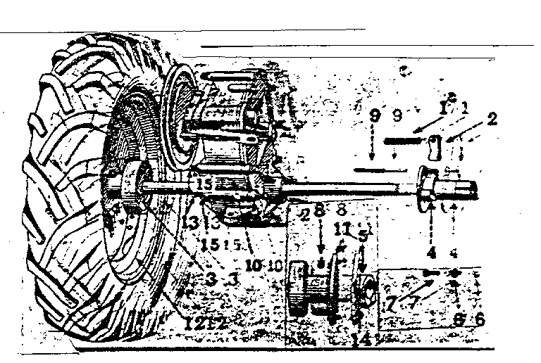 Hubs, Wheels And Fuel Tank Assembly Diagram and Parts List for 91757562  Craftsman Lawn Tractor