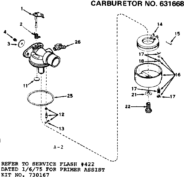 Carburetor Diagram and Parts List for 143224352  Craftsman Engine