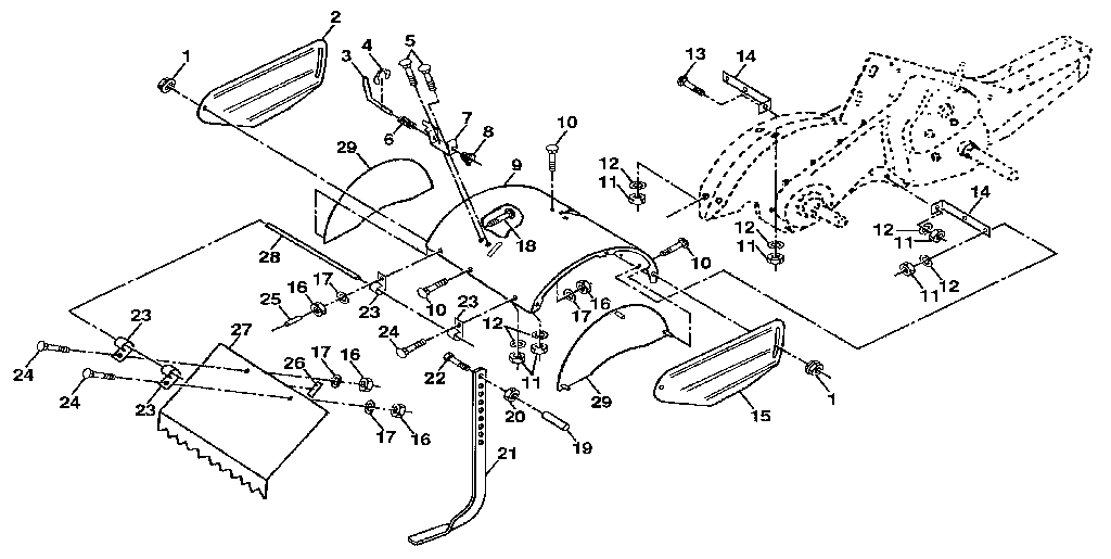 Tine Shield Diagram and Parts List for 917299752  Craftsman Tiller