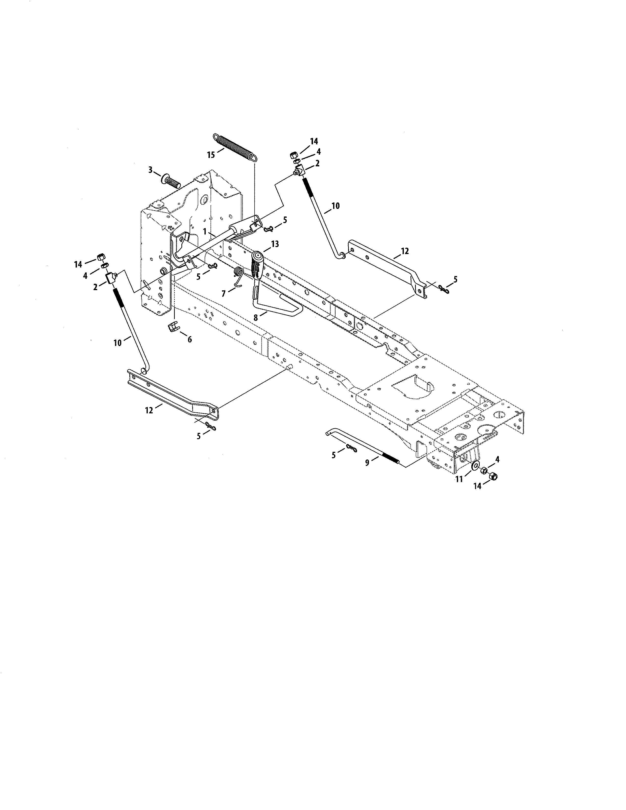 Frame/lift Diagram and Parts List for 247204420  Craftsman Lawn Tractor
