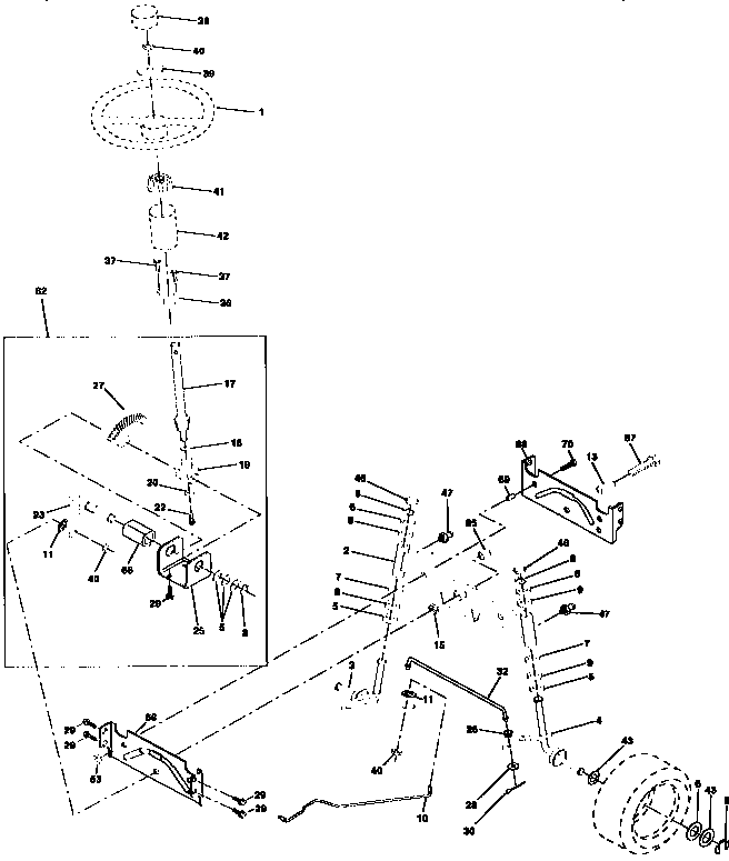 Steering Assembly Diagram and Parts List for 917258103  Craftsman Lawn Tractor