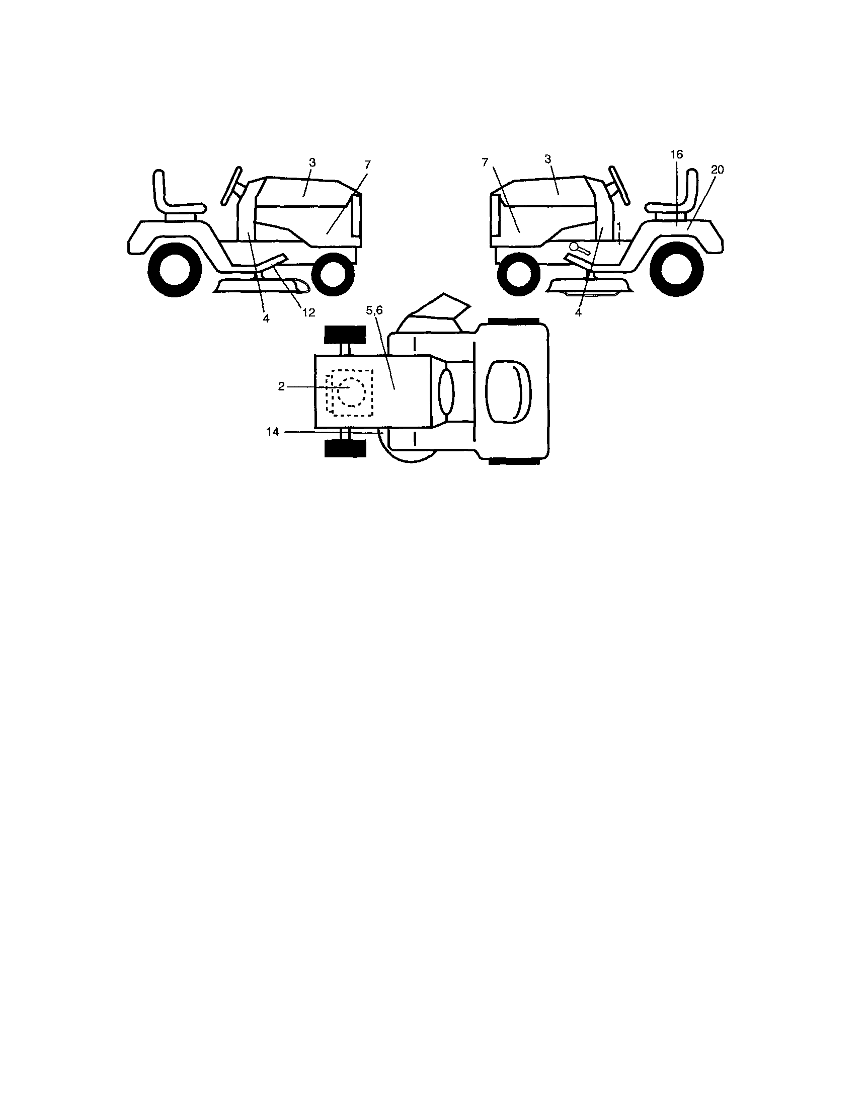 Decals Diagram and Parts List for 917287012  Craftsman Lawn Tractor