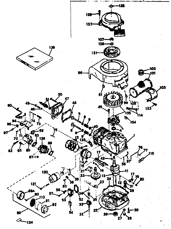 Basic Engine Diagram and Parts List for 143141172  Craftsman Engine