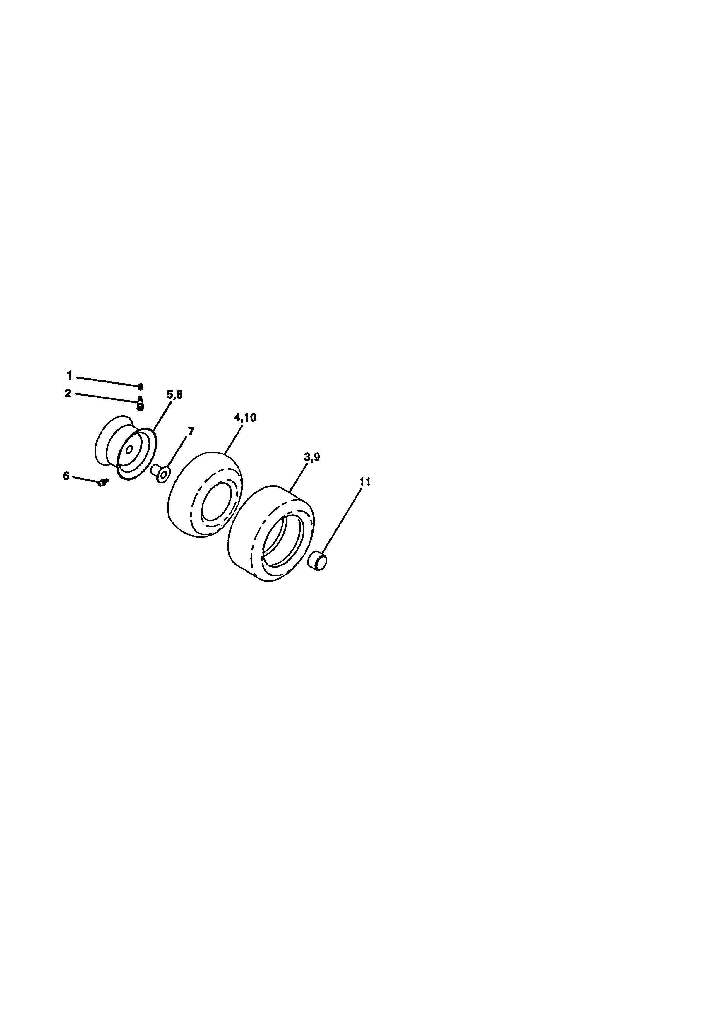 Wheels And Tires Diagram and Parts List for 917270512  Craftsman Lawn Tractor