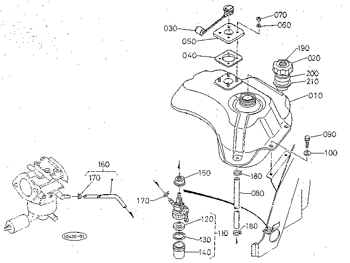 Fuel Tank Diagram and Parts List for 3904  Craftsman Lawn Mower