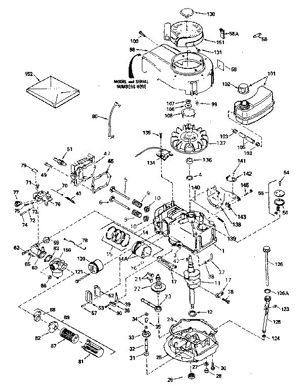 Engine Diagram and Parts List for 143384102  Craftsman Engine
