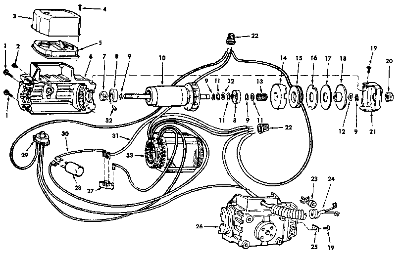 Motor Assembly 63877 Diagram and Parts List for 63877  Craftsman Power Motor