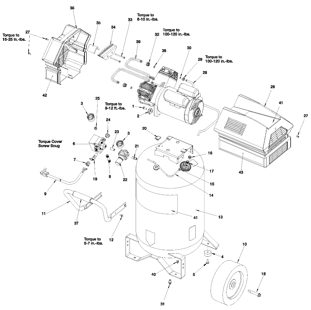 Default Diagram and Parts List for 919-16777 Type 1 Craftsman Compressor