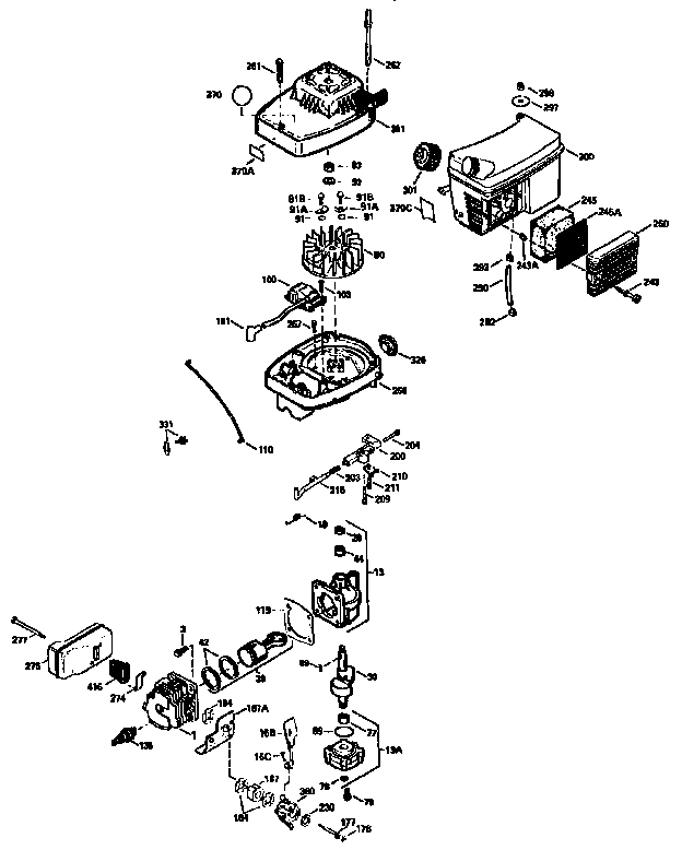 Craftsman 2-cycle Engine Diagram and Parts List for 143941600  Craftsman Engine