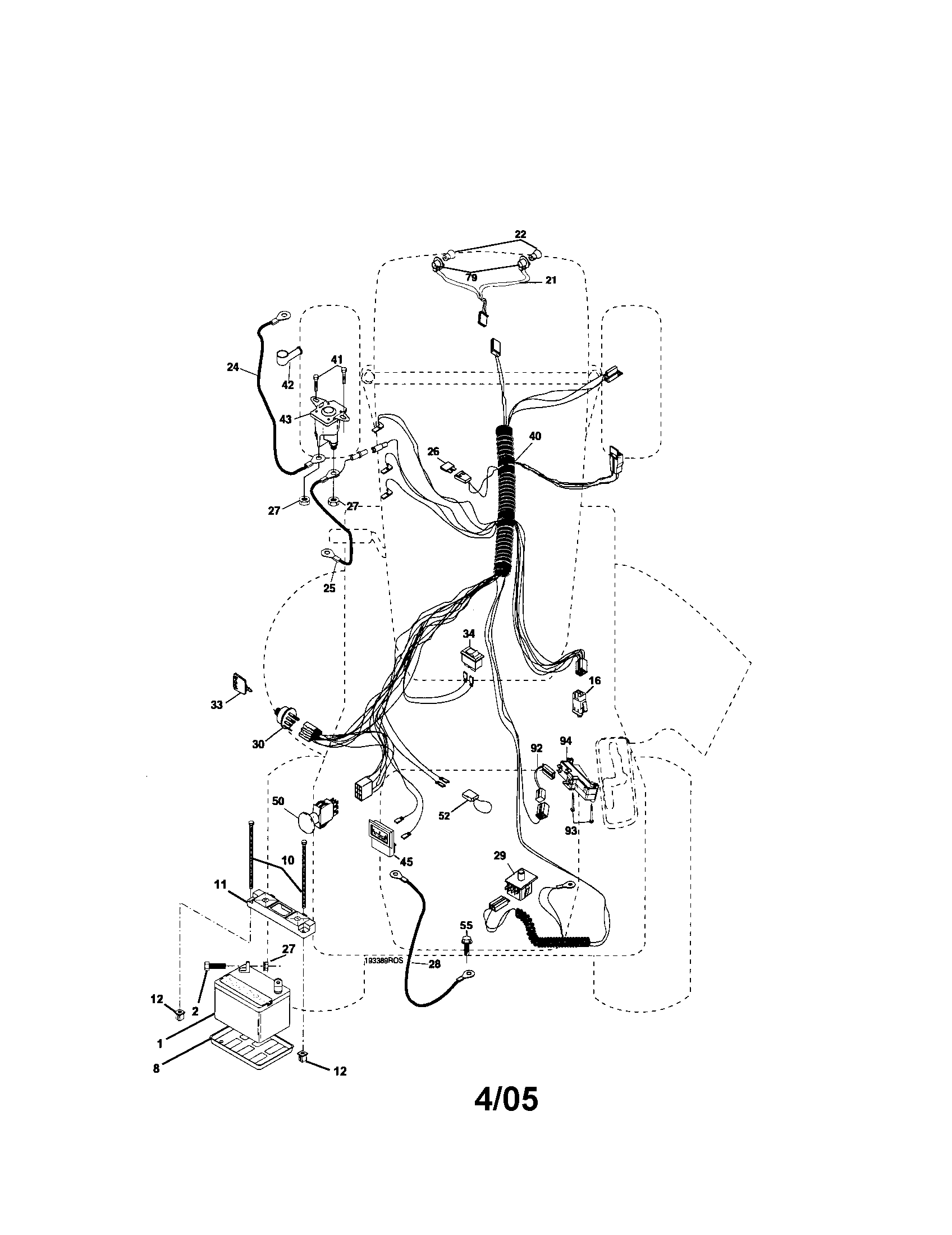 Electrical Diagram and Parts List for 917275631  Craftsman Lawn Tractor