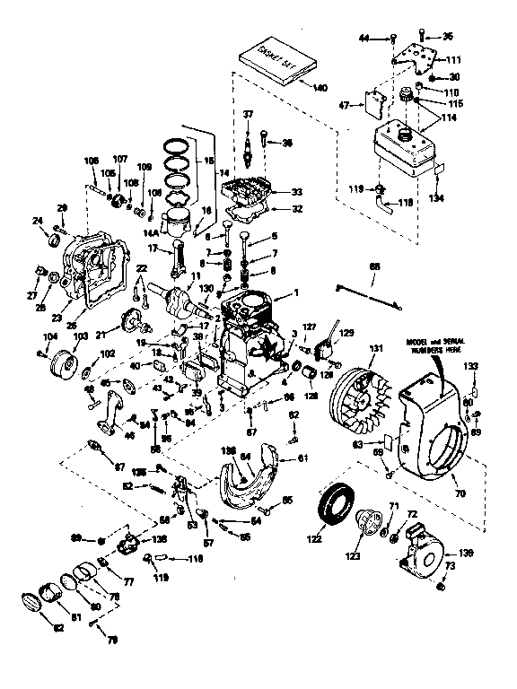 Engine Diagram and Parts List for 143751042  Craftsman Engine