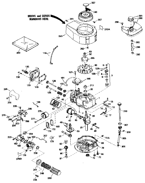 Replacement Parts Diagram and Parts List for 143434532  Craftsman Engine