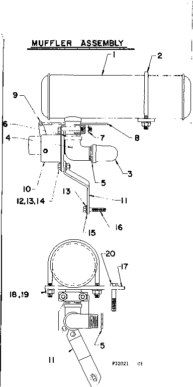Muffler Assembly Diagram and Parts List for 580320212  Craftsman Engine