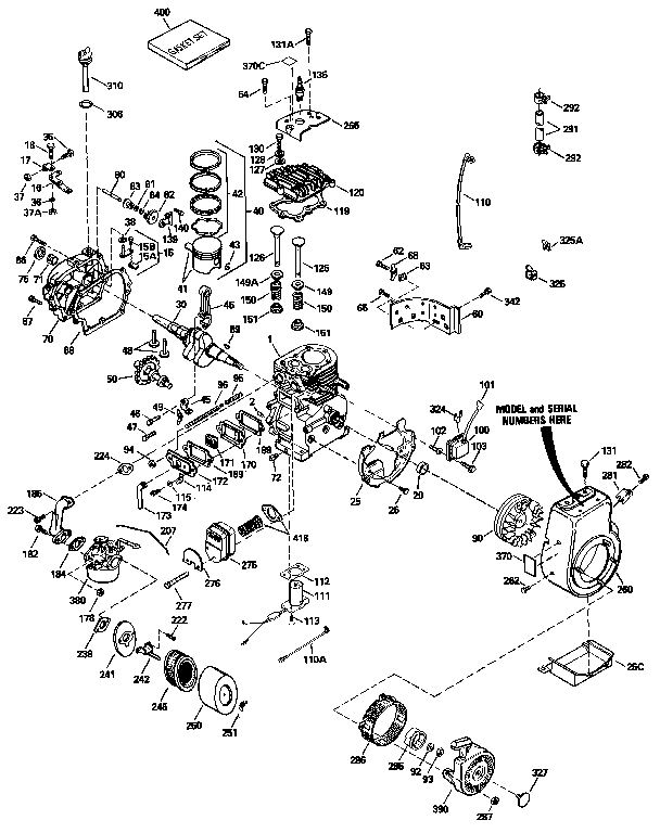 Replacement Parts Diagram and Parts List for 143826102  Craftsman Engine