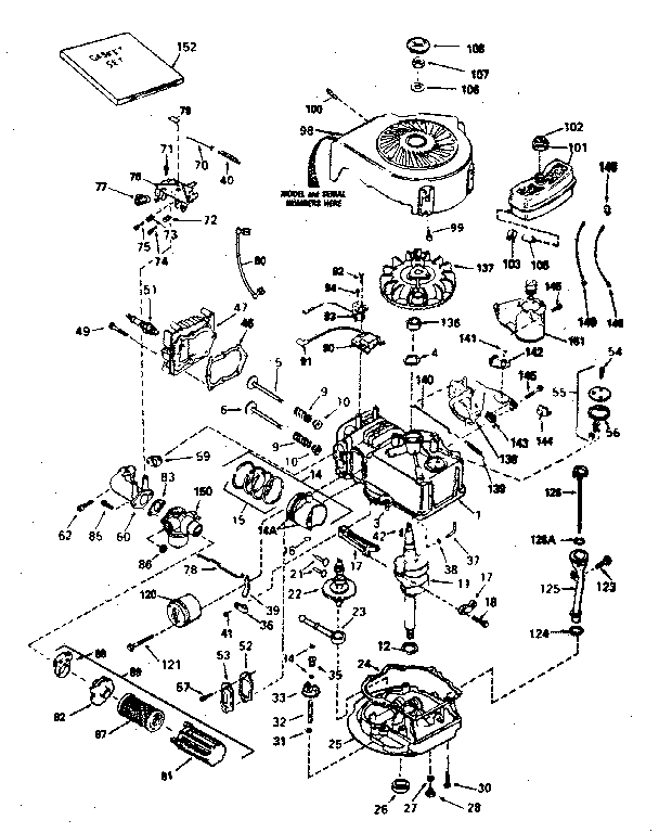 Engine Diagram and Parts List for 143374162  Craftsman Engine