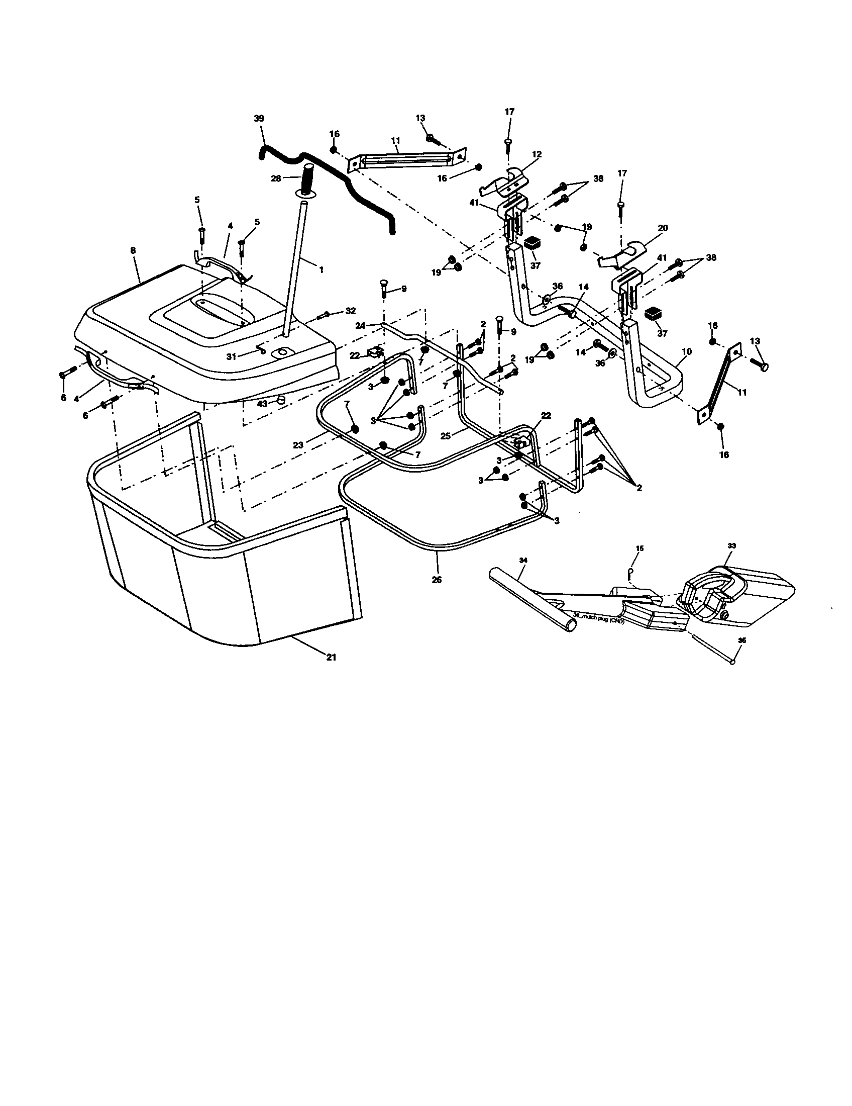 Bagger Diagram and Parts List for 917277103  Craftsman Lawn Tractor