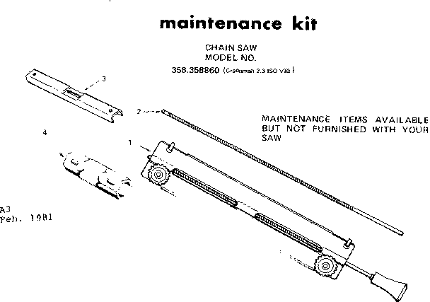 Maintenance Kit Diagram and Parts List for 358358860  Craftsman Chainsaw