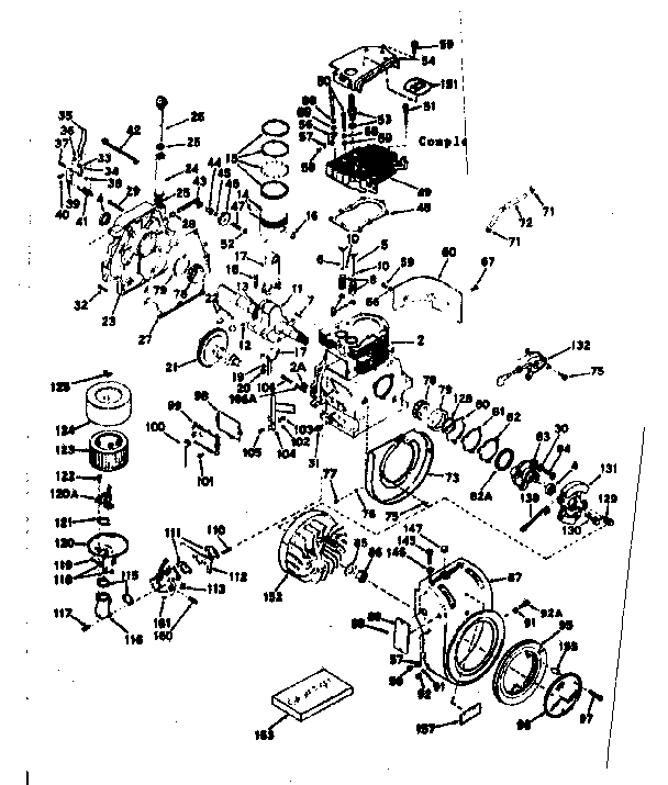 Basic Engine Diagram and Parts List for 143629072  Craftsman Engine