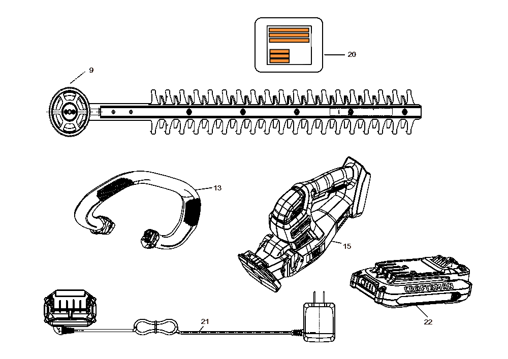 Diagram Diagram and Parts List for CMCHT810C1 Type 1 Craftsman Hedge Trimmer