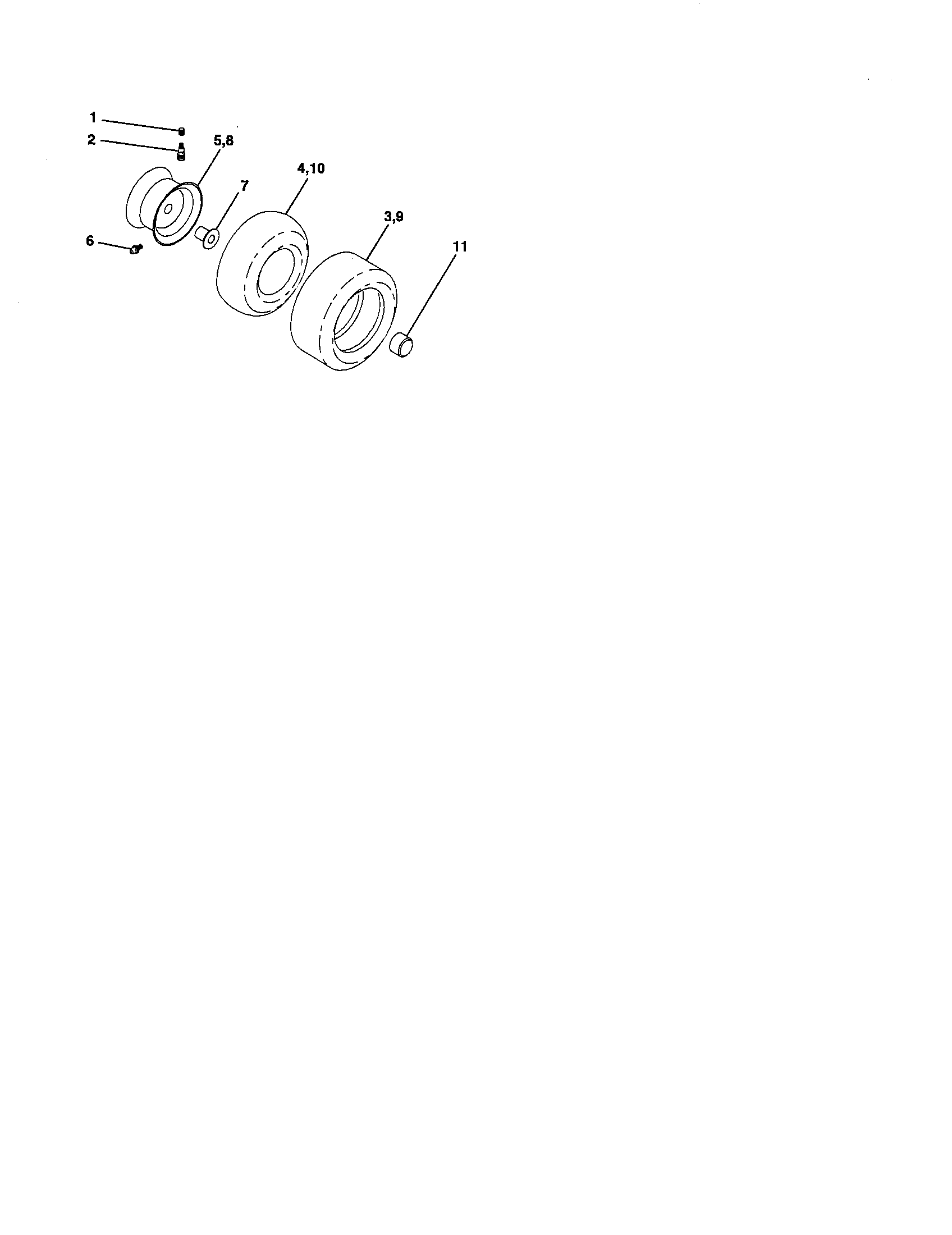 Wheels And Tires Diagram and Parts List for 917276783  Craftsman Lawn Tractor