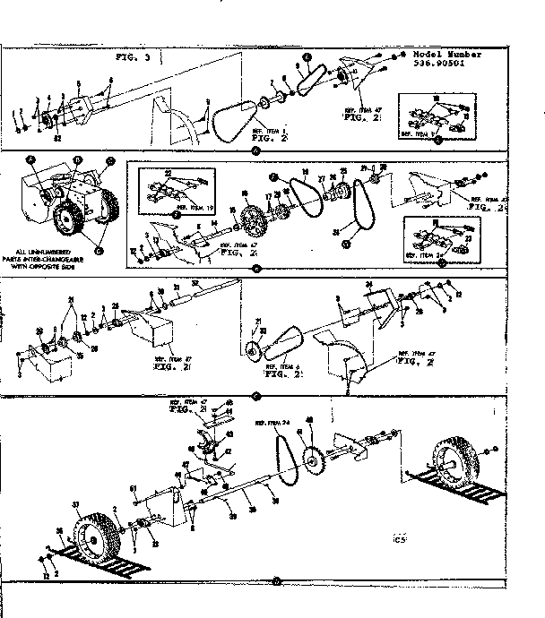 Wheel Assembly Diagram and Parts List for 53690501  Craftsman Snow Blower
