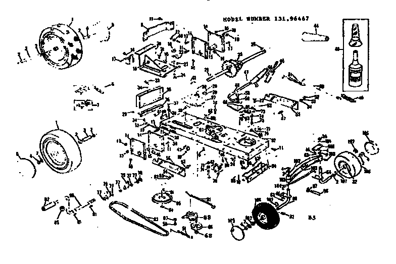 Drive Assembly Diagram and Parts List for 13196467  Craftsman Lawn Mower