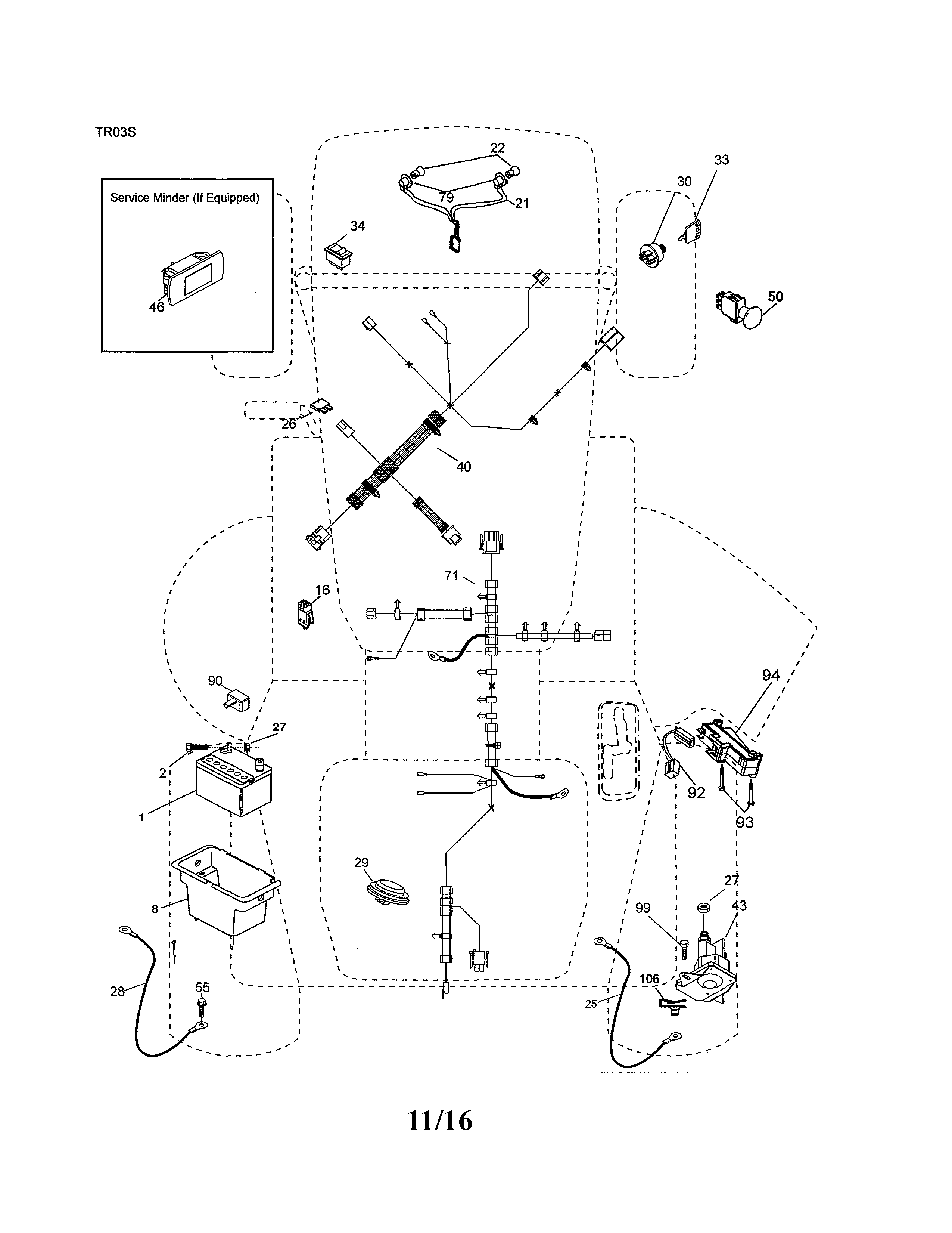 Electrical Diagram and Parts List for 917990370  Craftsman Lawn Tractor