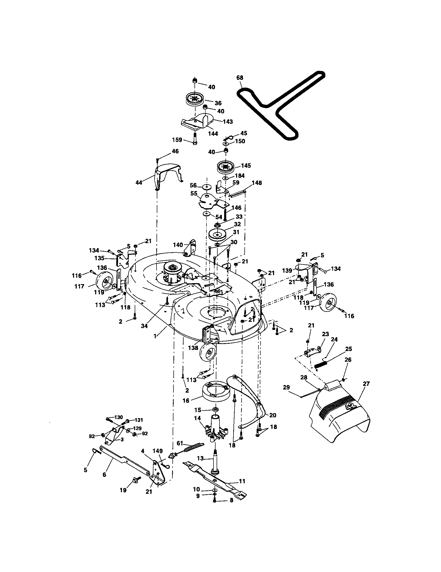 Mower Deck Diagram and Parts List for 917275682  Craftsman Lawn Tractor