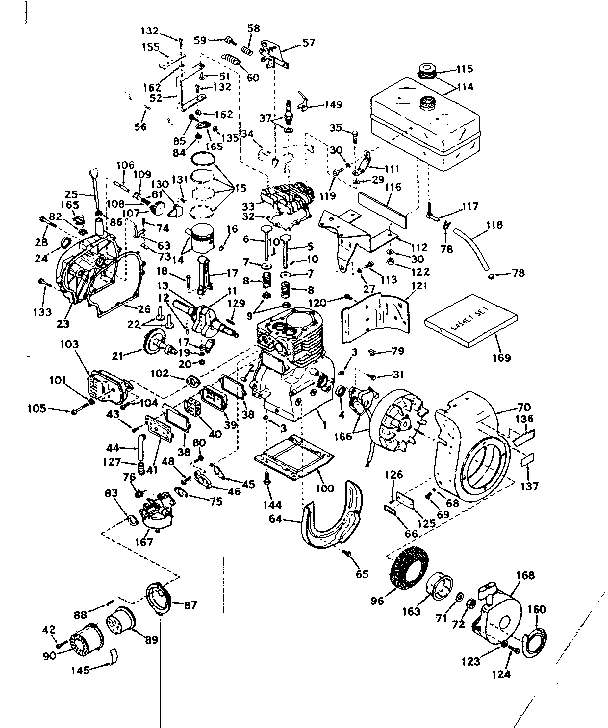 Basic Engine Diagram and Parts List for 143577022  Craftsman Engine