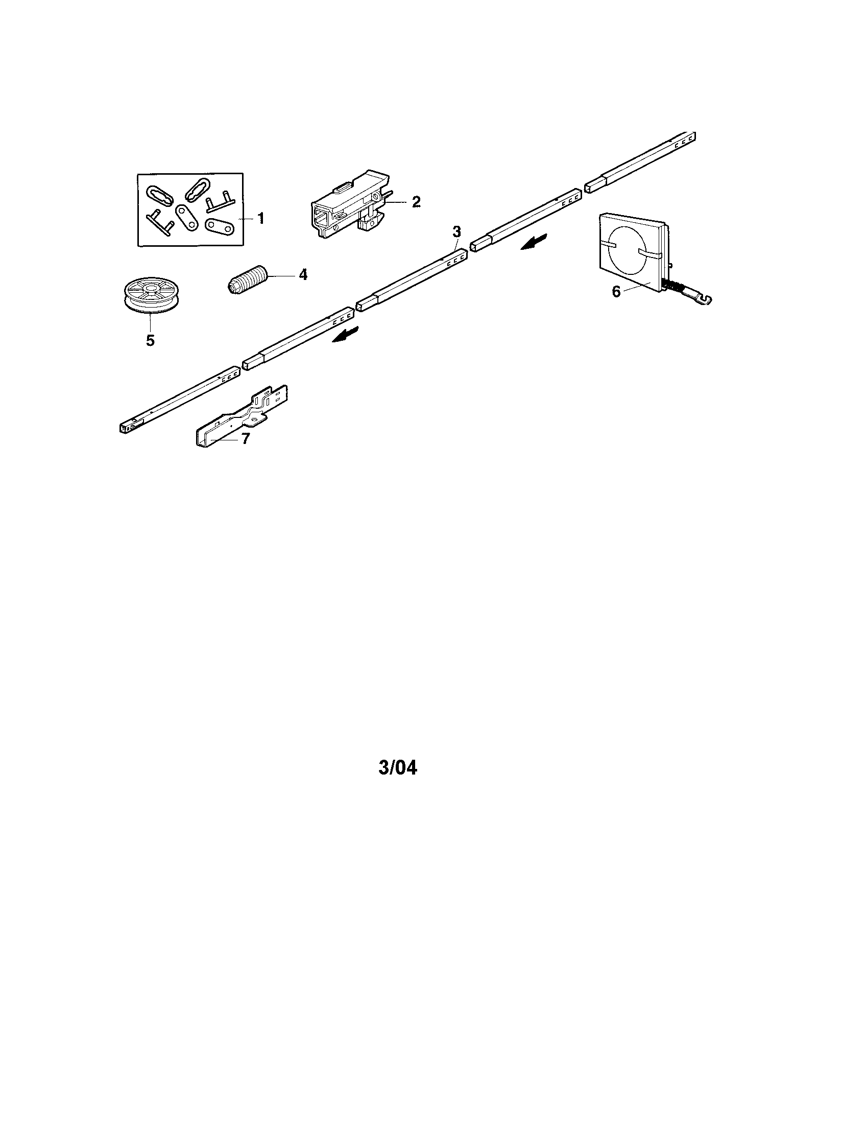 Rail Assembly Diagram and Parts List for 13953914  Craftsman Garage Door Opener