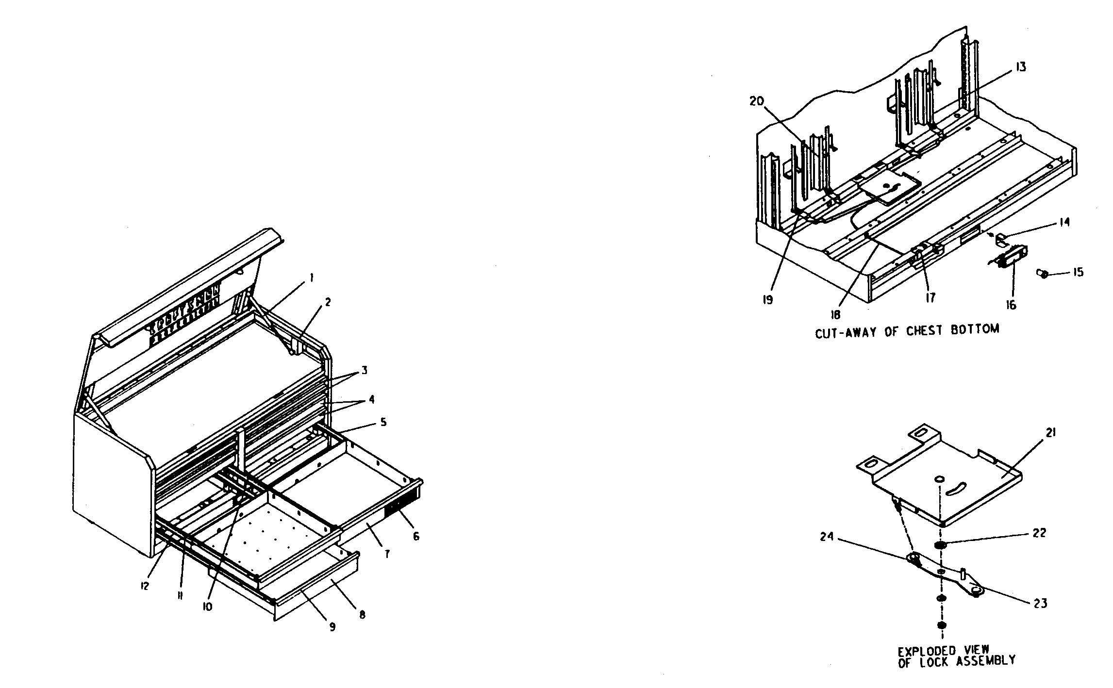 Chest Diagram and Parts List for 706655501  Craftsman Tool Stand & Cart