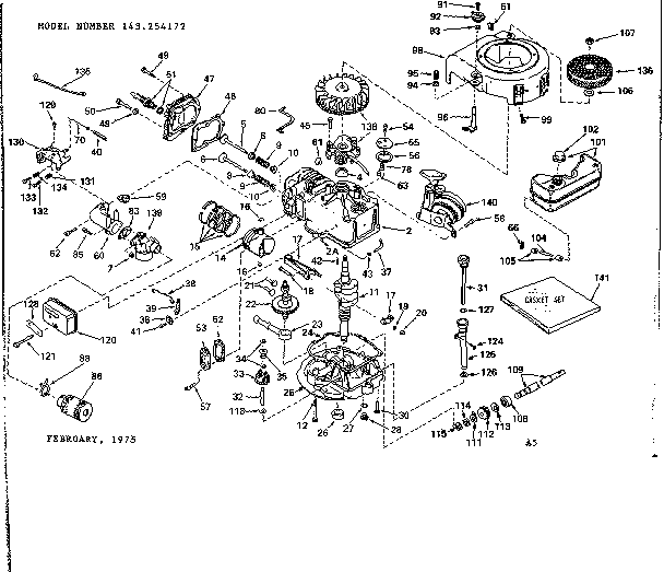 Replacement Parts Diagram and Parts List for 143254172  Craftsman Engine