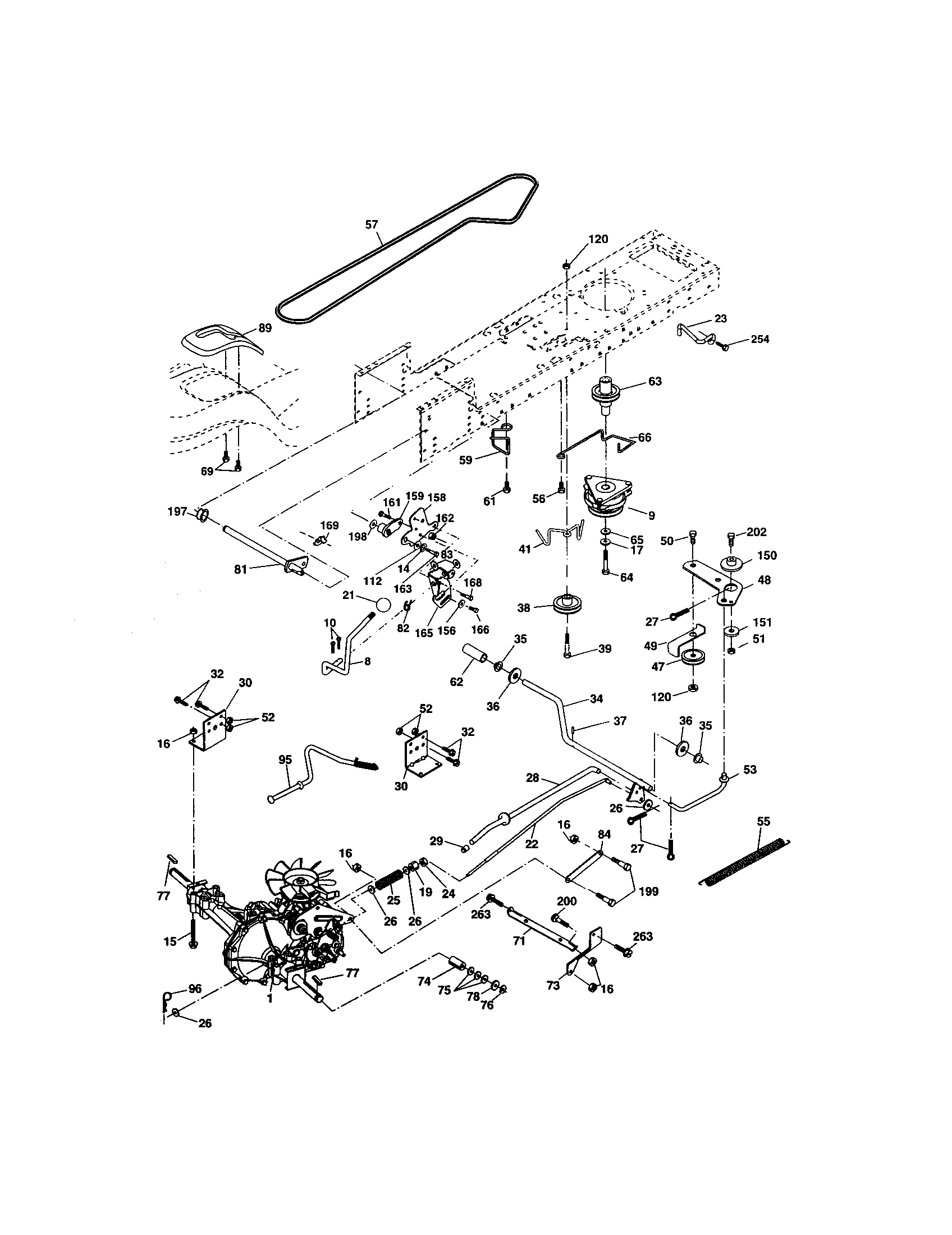 Ground Drive Diagram and Parts List for 917274041  Craftsman Lawn Tractor