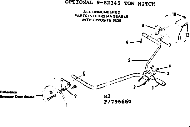 Optional Tow Hitch Diagram and Parts List for 536796660  Craftsman Lawn Tractor