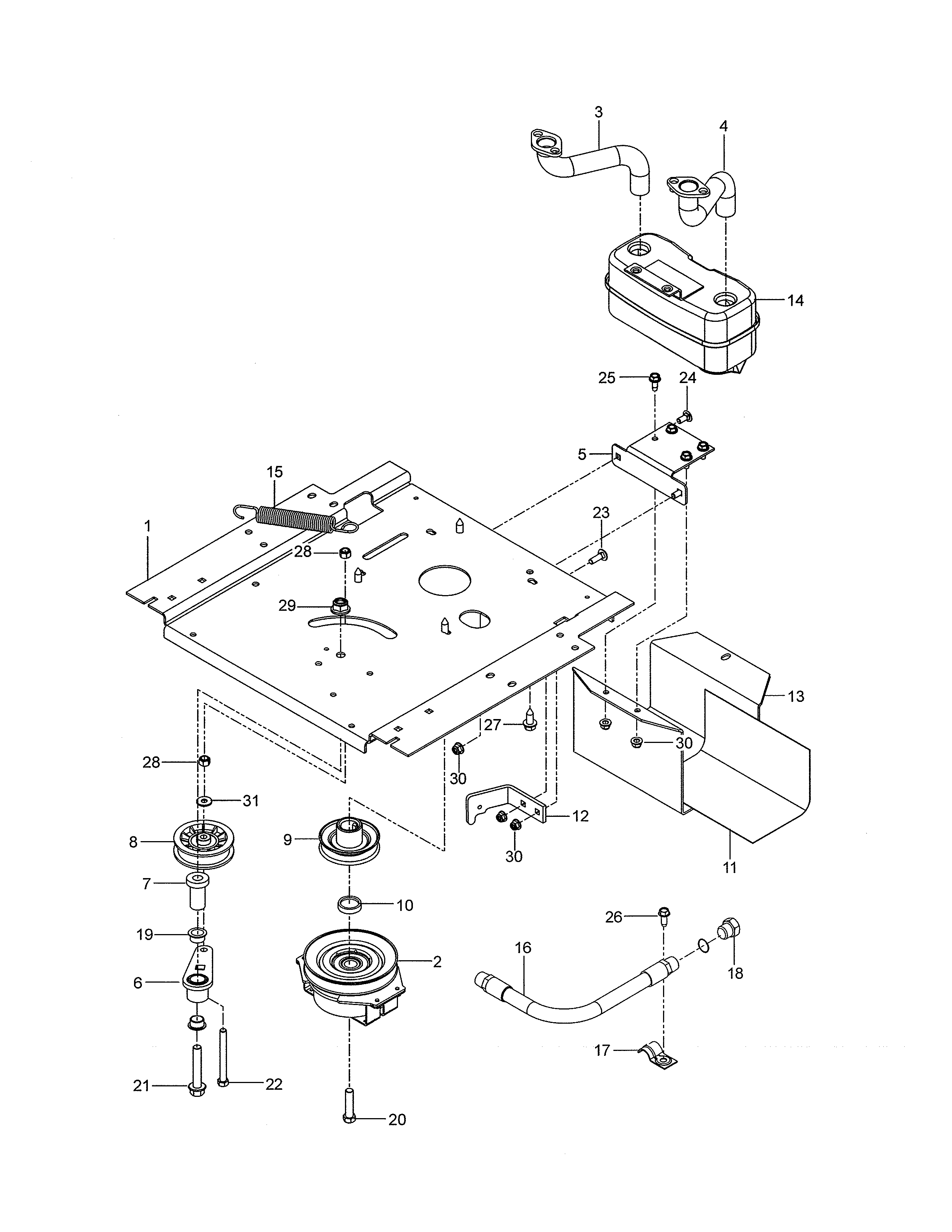 Engine Mounting/guards/muffler Diagram and Parts List for 917277730  Craftsman Engine