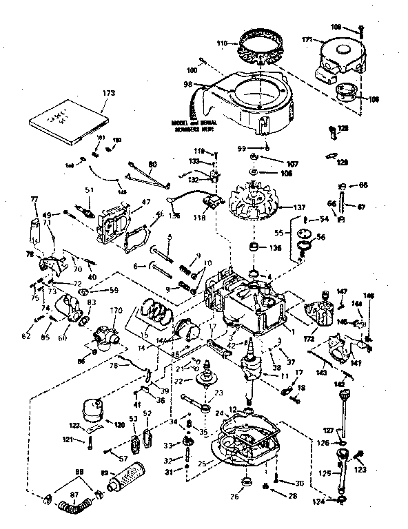 Engine Diagram and Parts List for 143374112  Craftsman Engine
