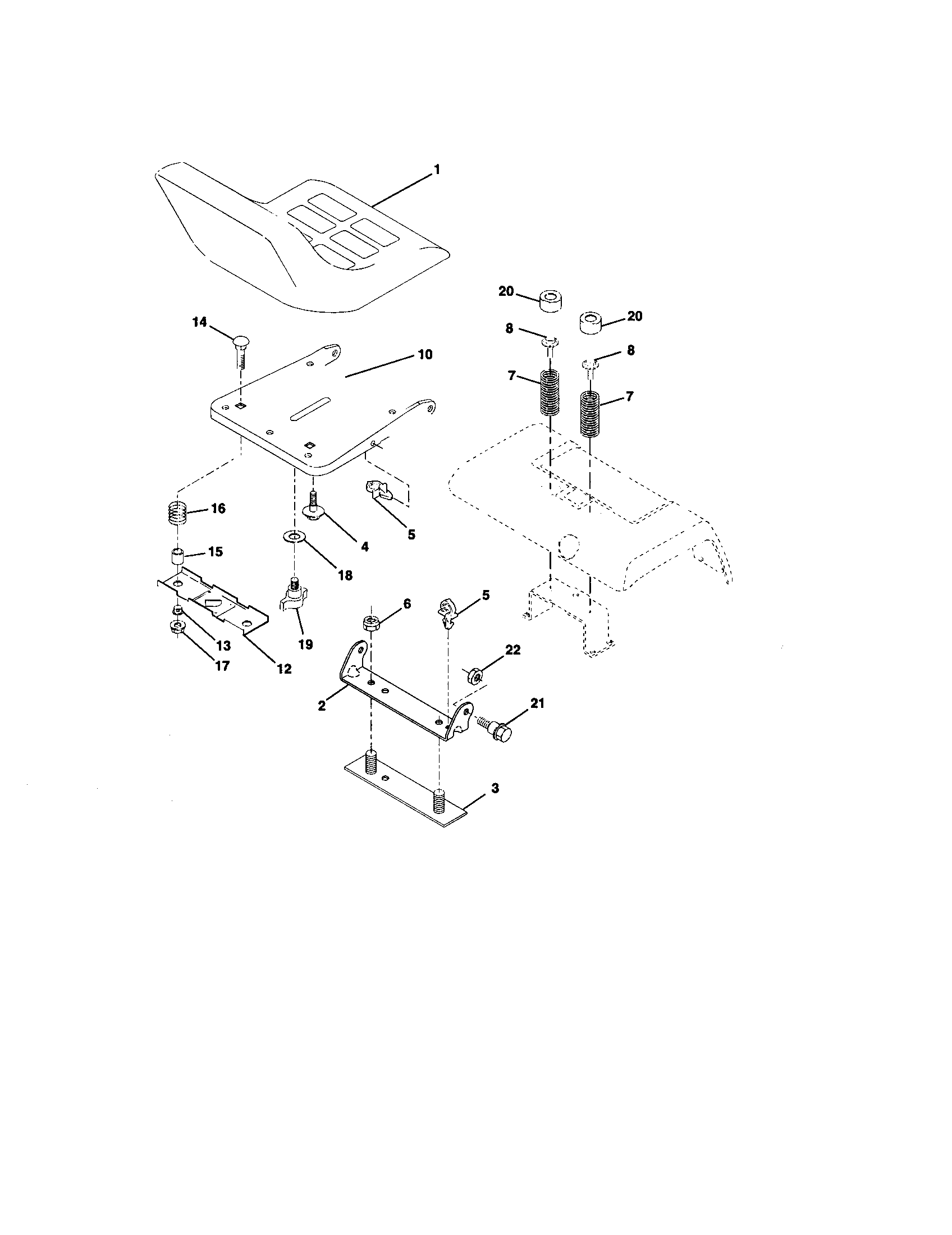 Seat Assembly Diagram and Parts List for 917272955  Craftsman Lawn Tractor