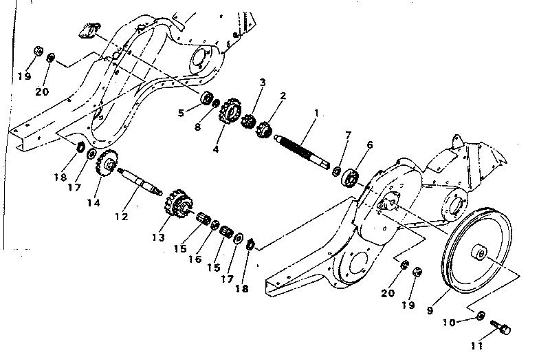 Transmission Geartrain Diagram and Parts List for 636299950  Craftsman Engine