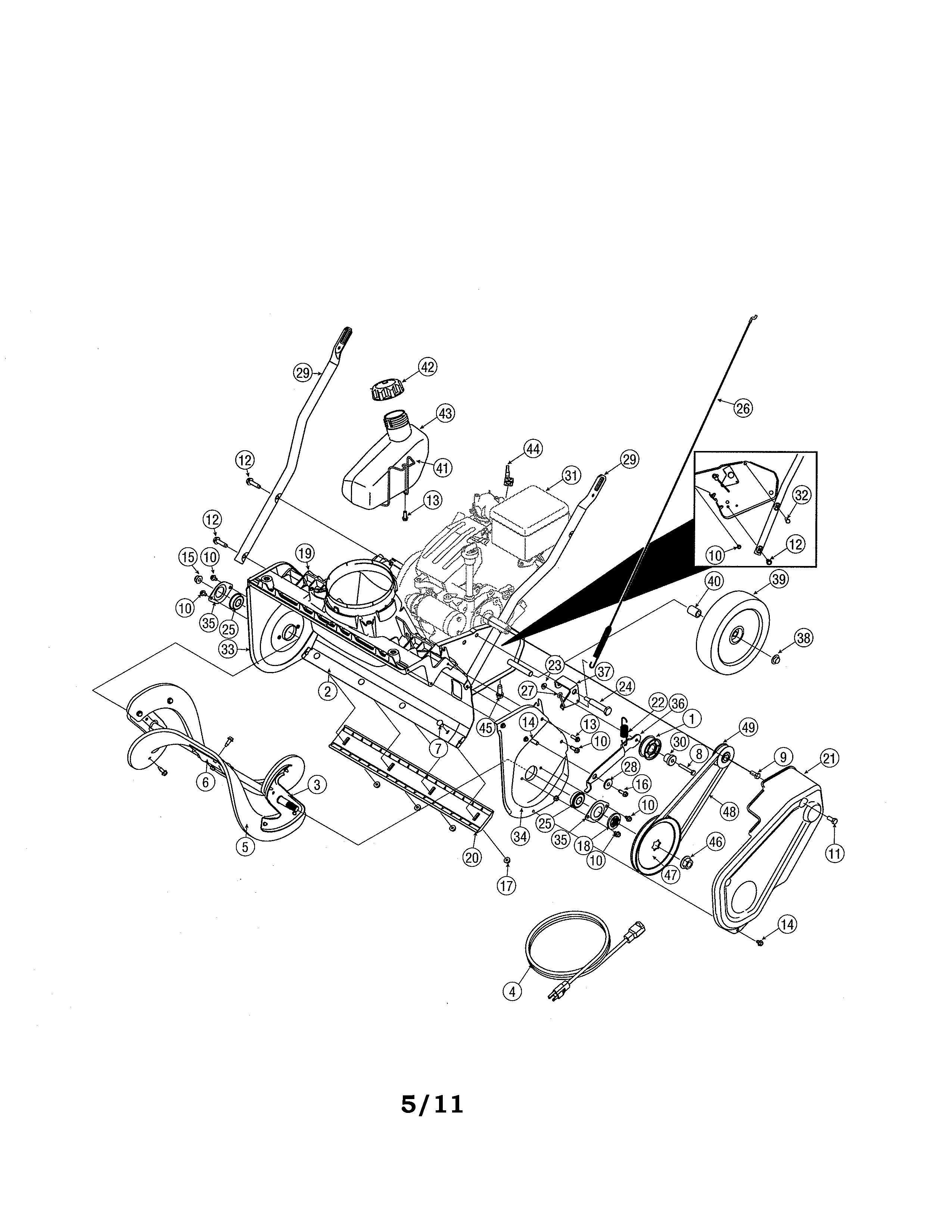 Auger & Housing Diagram and Parts List for 247887800  Craftsman Snow Blower