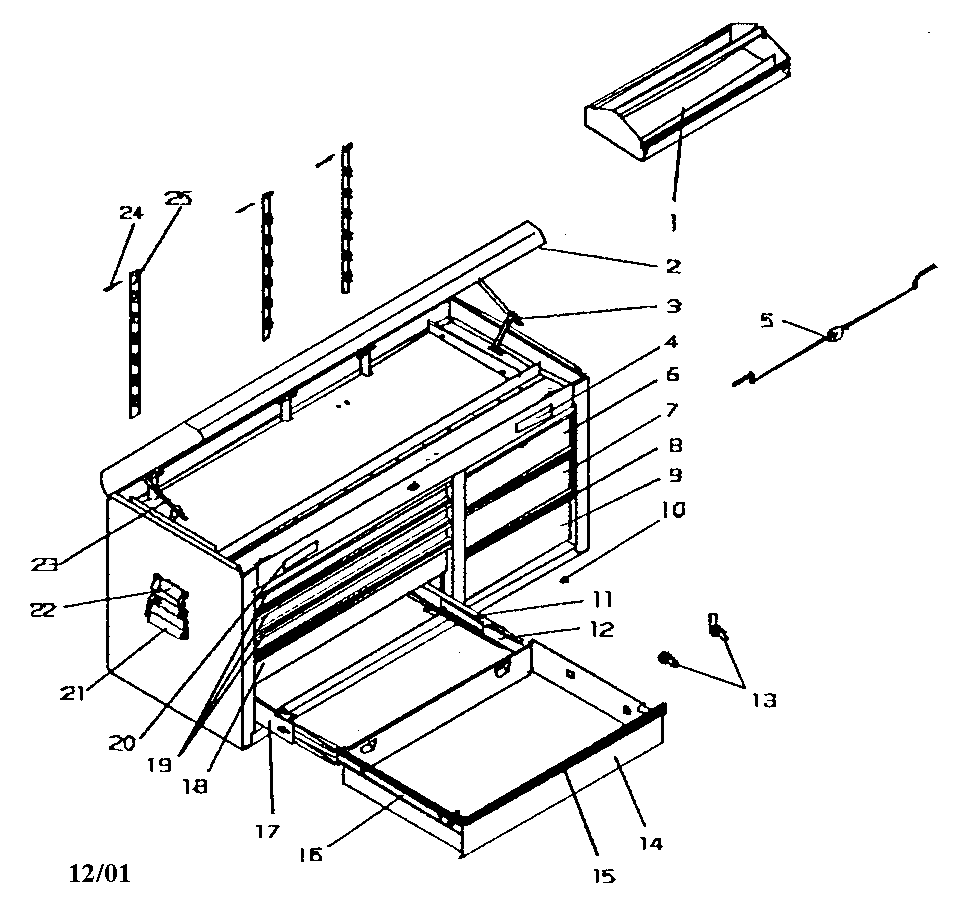 Tool Chest Diagram and Parts List for 706596230  Craftsman Tool Stand & Cart