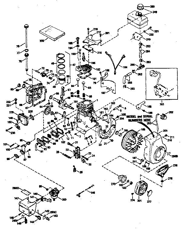 Basic Engine Diagram and Parts List for 143794072  Craftsman Engine