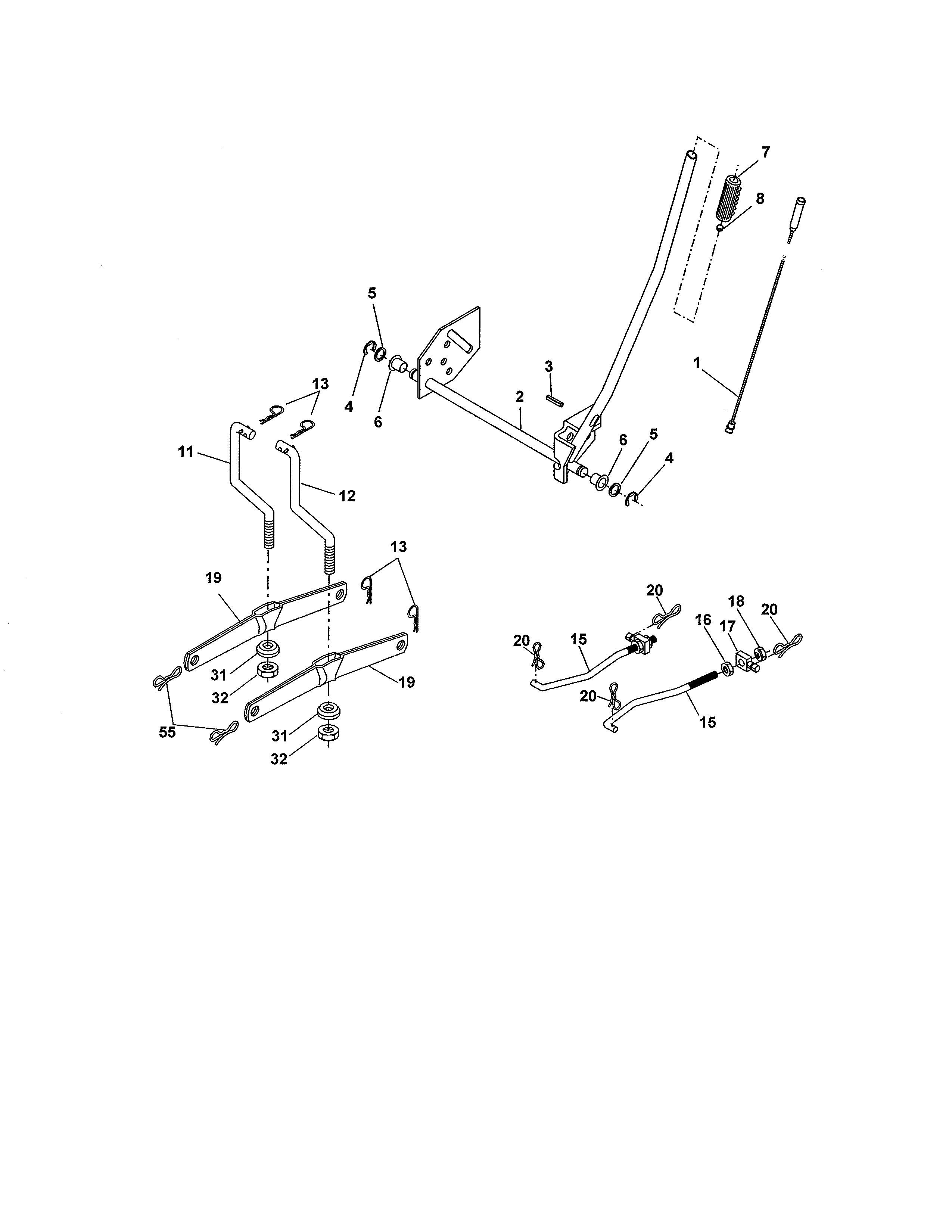 Lift Assembly Diagram and Parts List for 917280150  Craftsman Lawn Tractor