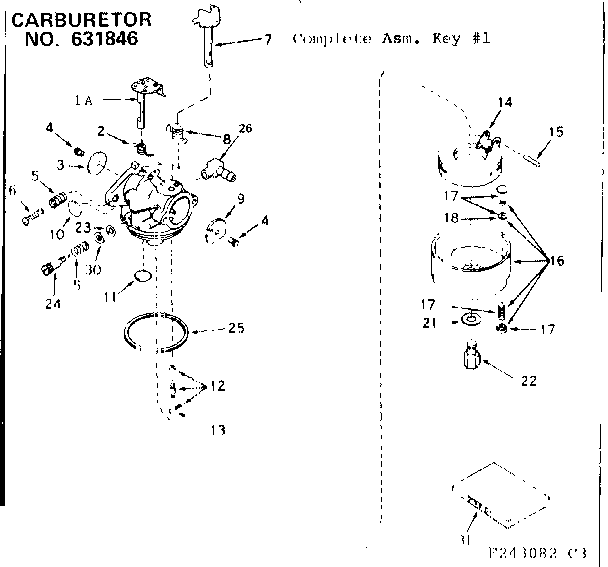 Carburetor Diagram and Parts List for 143243082  Craftsman Engine