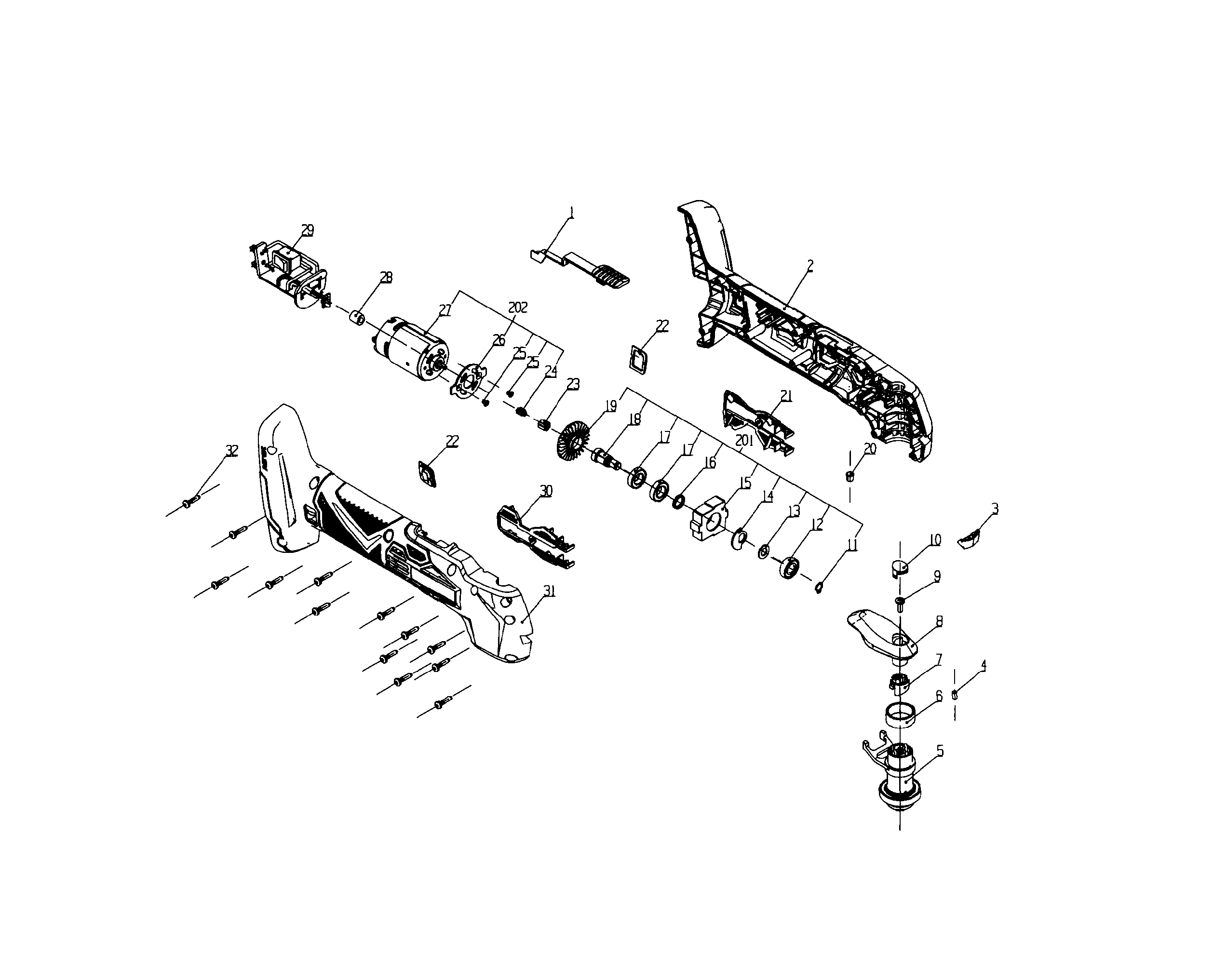 Multi Tool Assy Diagram and Parts List for 32038598  Craftsman Multi-Tool