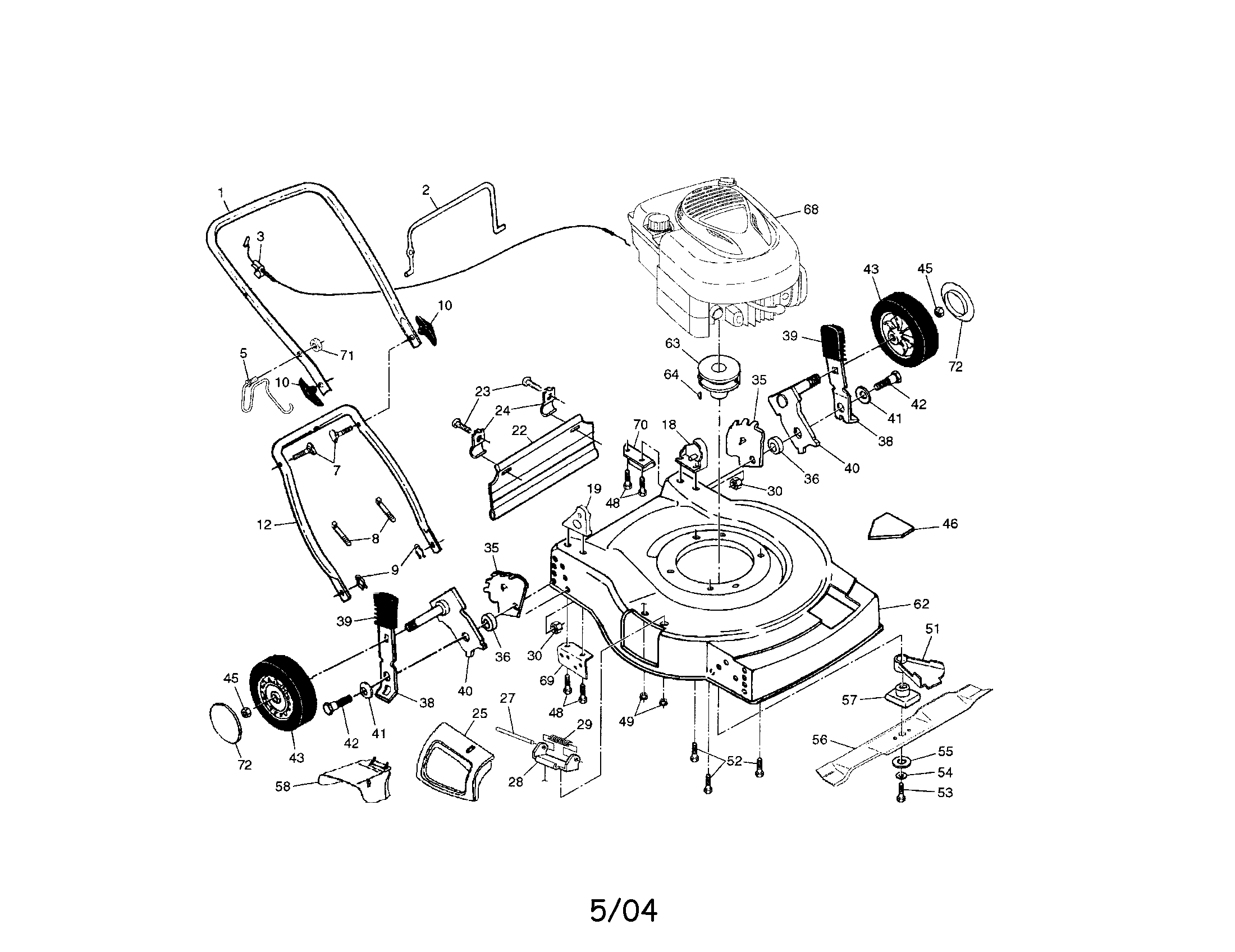 Engine/housing/handle Diagram and Parts List for 917379091  Craftsman Lawn Mower