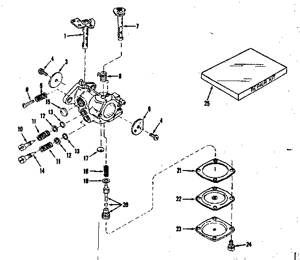 Carburetor Diagram and Parts List for 143102031  Craftsman Engine