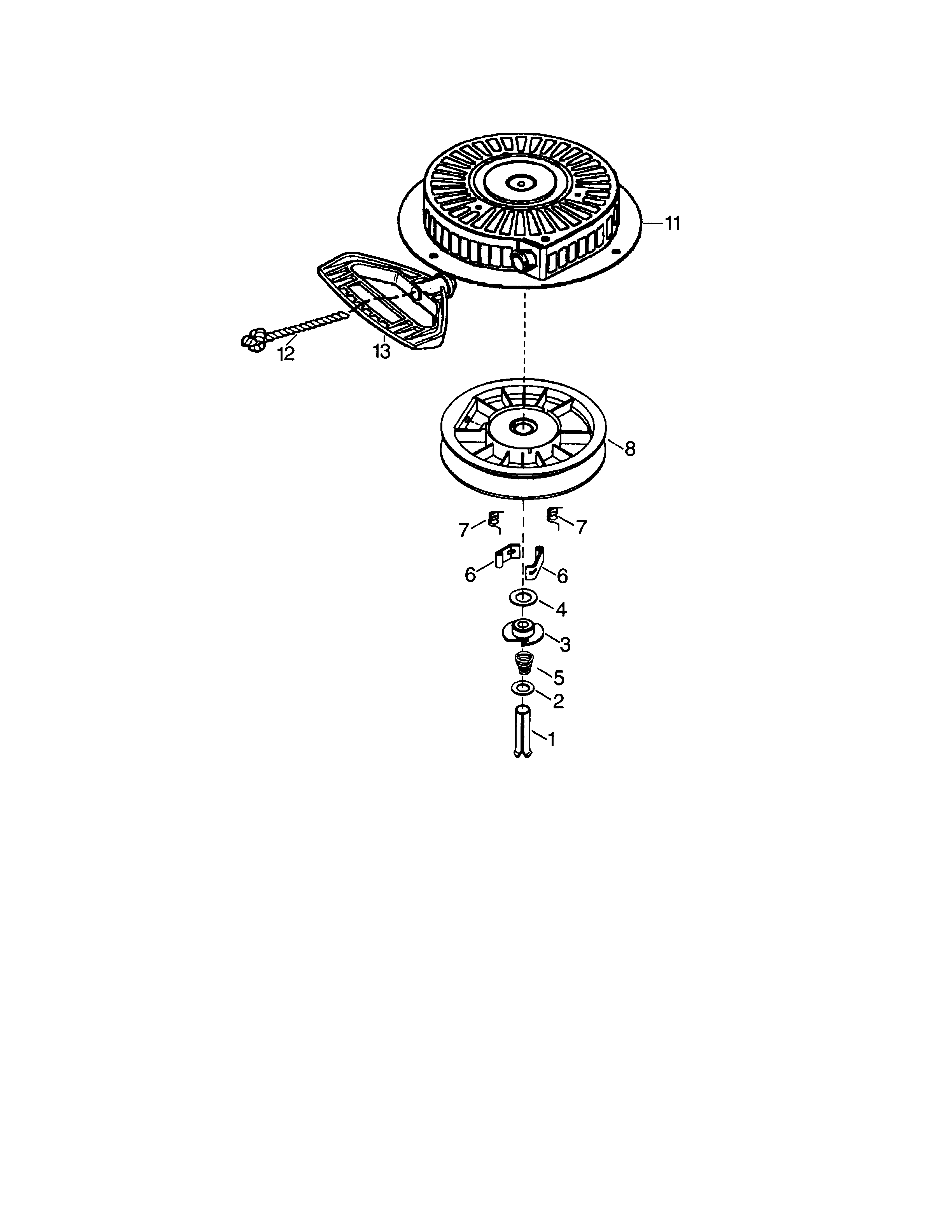 Rewind Starter Diagram and Parts List for 143059013  Craftsman Engine