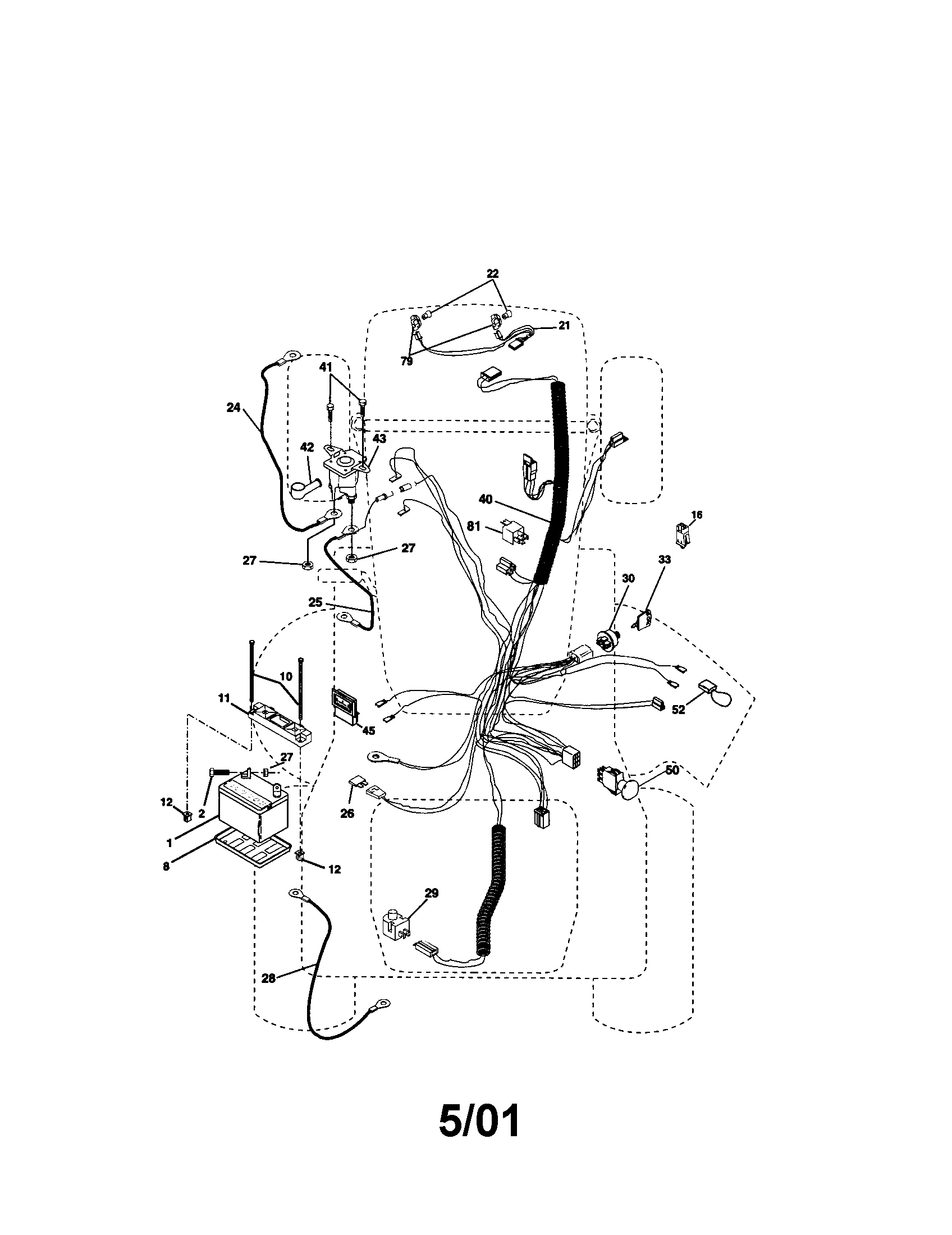 Electrical Diagram and Parts List for 917272955  Craftsman Lawn Tractor