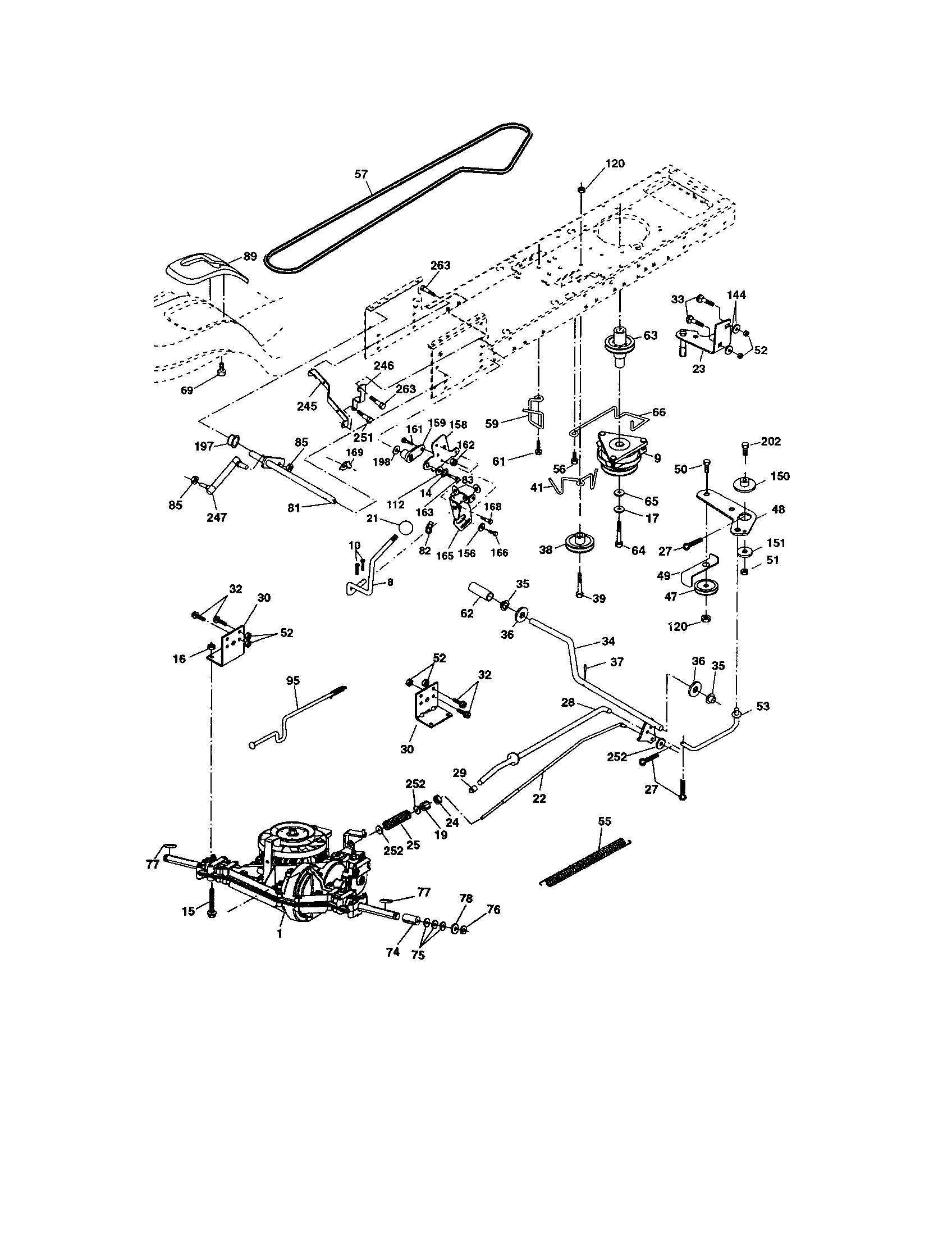 Ground Drive Diagram and Parts List for 9172736402  Craftsman Lawn Tractor